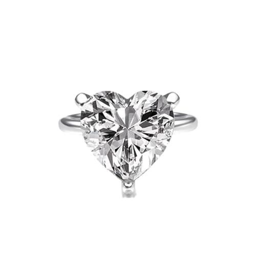 GemKing R0308 Simple and elegant heart-shaped imitation diamond ring for women, exquisite S925 sterling silver hand jewelry von GemKing