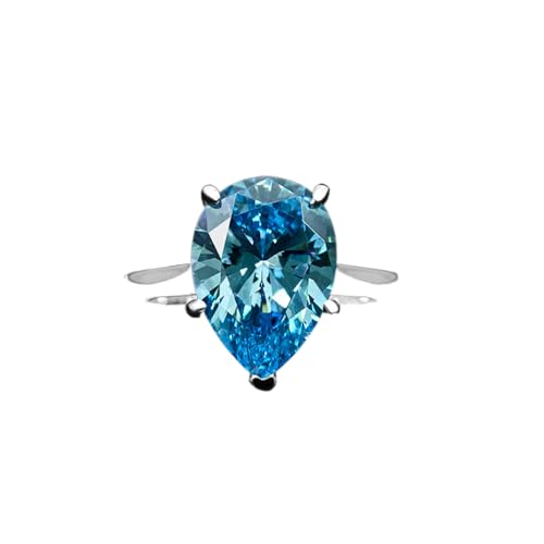 GemKing R0349 925 silver 4.5ct light blue high carbon diamond ring for women drop shape 10 * 14 von GemKing