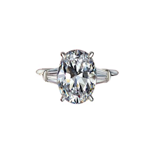 GemKing R0378 High carbon diamond ring for women 5 carat egg-shaped 10 * 14 simple large diamond ring von GemKing