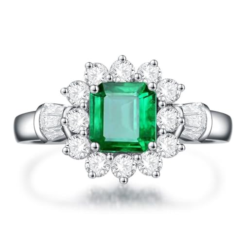 GemKing R0605 S925 silver 2ct synthetic emerald 7 * 7 ring for women von GemKing