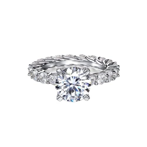 GemKing R0789 925 sterling silver 3 carat high carbon diamond ring full circle full diamond engagement ring for women von GemKing