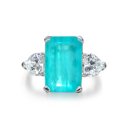 GemKing R0878 925 silver 5 carat synthetic Paraiba rectangular 8 * 12 high carbon diamond ring for women direct sales von GemKing