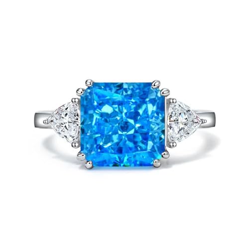 GemKing R0896 White 5 carat high carbon diamond ring square ice flower cut 10 * 10 light luxury ring for women von GemKing