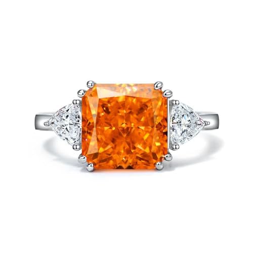 GemKing R0896 White 5 carat high carbon diamond ring square ice flower cut 10 * 10 light luxury ring for women von GemKing