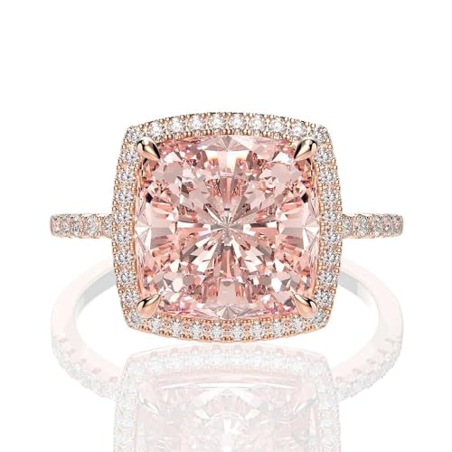 GemKing R0944 Sterling silver 5 carat Morgan pink square 10 * 10 high carbon diamond ring for women von GemKing