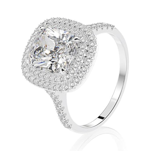 GemKing R0946 Sterling silver fashion surround ring 8 * 9mm high carbon diamond ring for women 3 carats von GemKing