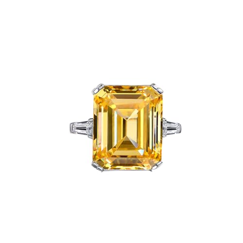 GemKing R1243 925 silver 15 carat high carbon diamond ring for women yellow pink white pagoda cut 13 * 16 von GemKing