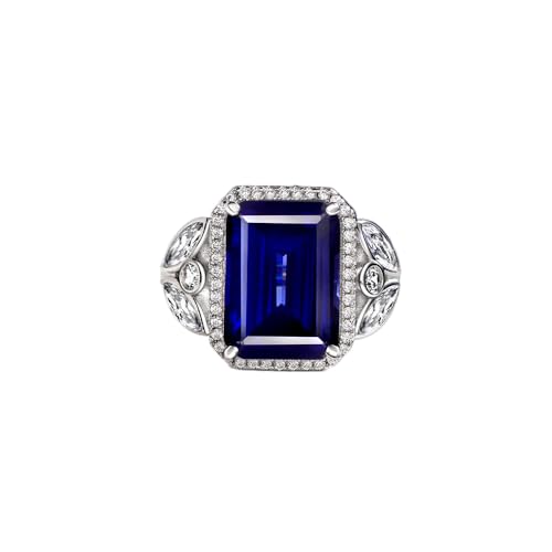 GemKing R1274 s925 silver high carbon diamond ring female ancestor 8 carat emerald cut 10 * 14 von GemKing