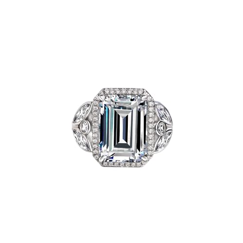 GemKing R1274 s925 silver high carbon diamond ring female ancestor 8 carat emerald cut 10 * 14 von GemKing