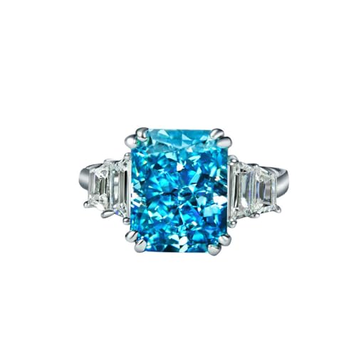 GemKing R1346 S925 sterling silver ring women's 4 carat sea blue ice flower cut personalized trendy jewelry von GemKing
