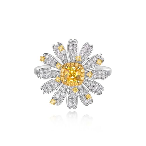 GemKing R1379 S925 sterling silver floral hand jewelry women's fashion personality 0.25ct creative daisy ring von GemKing