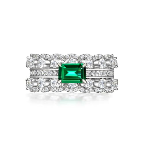 GemKing R1380 S925 sterling silver hand jewelry female green diamond inlaid luxury row ring 1ct double row full diamond ring von GemKing