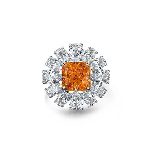 GemKing R1569 925 silver 5ct color changing orange rose ring 10 * 10 high carbon diamond flower ring for women von GemKing