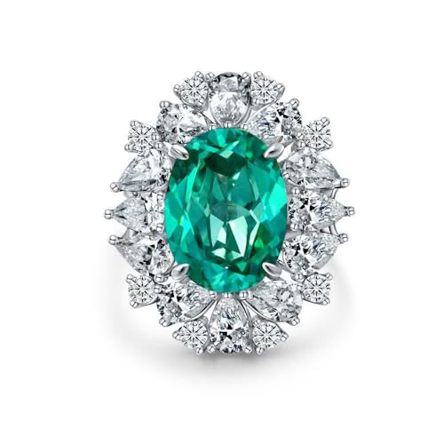 GemKing R1914 925 silver 7 carat egg-shaped Paraiba green 12 * 16 ring von GemKing