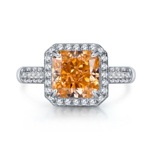 GemKing R2047 925 silver 2 carat square 7 * 7 ice flower cut high carbon diamond light luxury open ring for women von GemKing