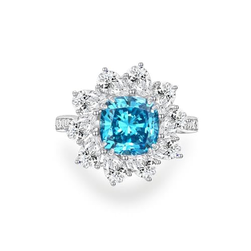 GemKing R2569 Feifang 2.5 carat women's ring sea blue ring s925 silver ring 5-9# optional von GemKing