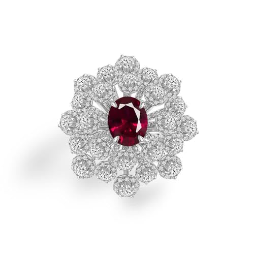 GemKing R2574 s925 silver 2ct egg-shaped 7 * 9 stick flower ring for women luxury full diamonds von GemKing