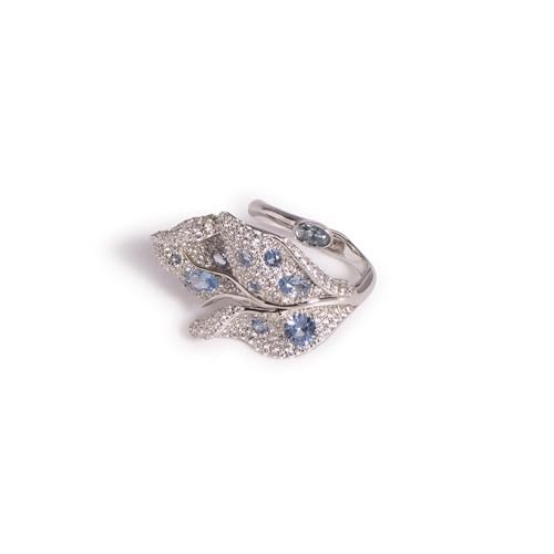 GemKing RG220606001 Elegant deep sea blue spinel ring for women S925 sterling silver simple niche ring adjustable ring von GemKing
