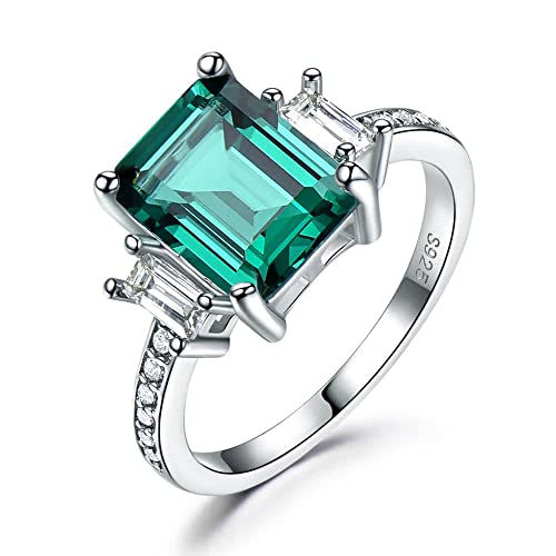 GemKing RUJ078E-1-10 S925 Sterling Silver Ring 112A Nano Emerald OCT9*7-1 Women's Ring Weight:3.00g von GemKing