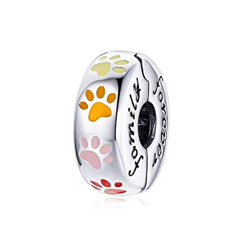 GemKing SCC1850 Colorful paw print-round clip S925 Sterling Silver Charm von GemKing