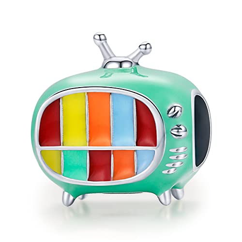 GemKing SCC1861 Mini color TV set S925 Sterling Silver Charm von GemKing