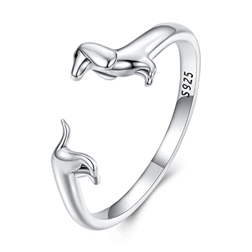 GemKing SCR894 dachshund open ring S925 Sterling Silver ring von GemKing