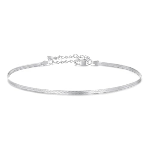 GemKing SCT027 Funkelndes O-Ketten-Fußkettchen, Sterling-Silber, Kein edelstein von GemKing