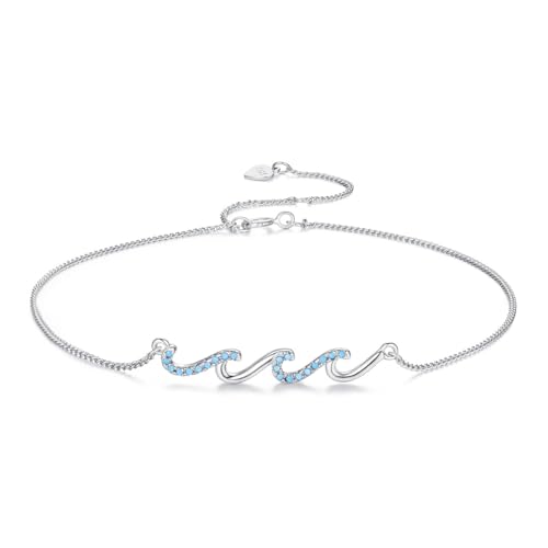 GemKing SCT027 Funkelndes O-Ketten-Fußkettchen, Sterling-Silber, Kein edelstein von GemKing