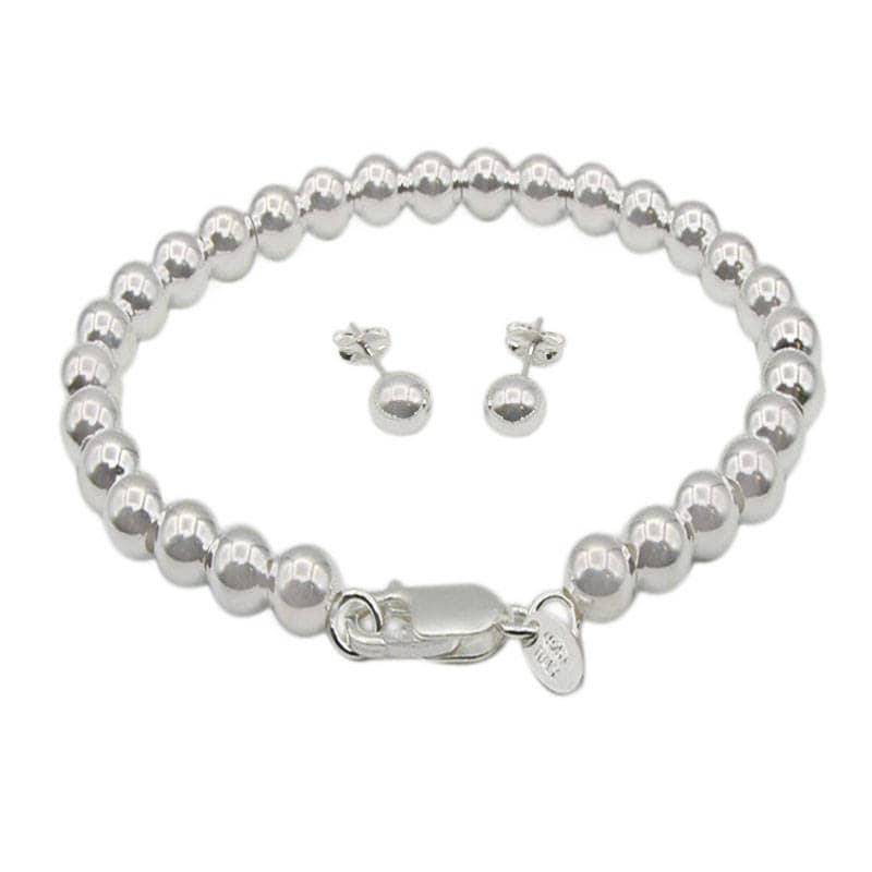 6-mm-Perlenarmband Mit 6-mm-Bolzen Handgemachtes Massives 925Er Sterlingsilber-Armband - Und Ohrring-Set Größe 7 "Oder 8" Bc-6." 6-mm-Perlenarmband Mit 6-mm-Bolzen Handgemachtes Massives 925Er Sterlingsilber-Armband - Und Ohrring-Set Größe 7 "Oder 8" Bc-6." von GemKollect
