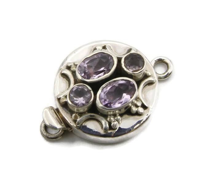 Gemkollect® Amethyst 925 Sterling Silber Single/Zwei-Strang-Box-Verschluss Größe 1" C219 von GemKollect