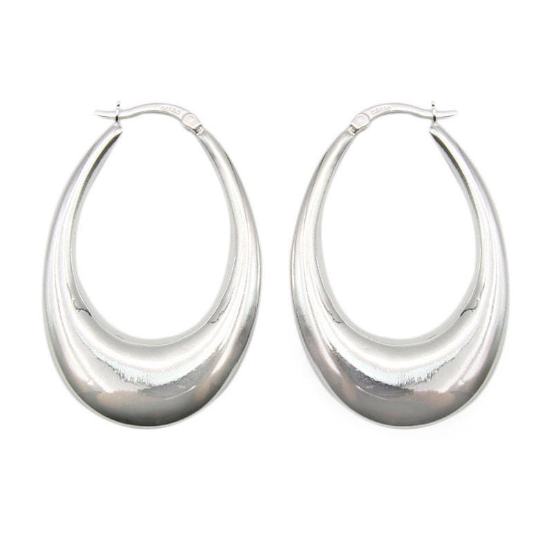 Große Hohle Ovale Form Handgemachte Massive 925 Sterling Silber Ohrring Größe 1 3/4 "(45 Mm 11123Sl von GemKollect