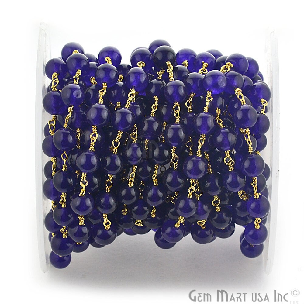 Amethyst, 7 Mm 24K Vergoldete Draht Gewickelt Fancy Rosenkranz Kette Von Fuß Gemmartusa | Gpam-30004 von GemMartUSA