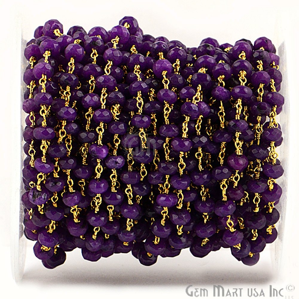 Amethyst Jade, 6 Mm Rosenkranz Kette, Vergoldet, Silber Oder Rotguss Draht Gewickelt Gliederkette, Schmuckherstellung Zubehör, | 30014 von GemMartUSA