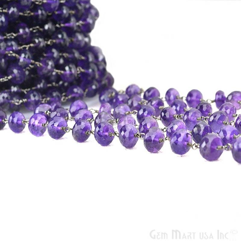 Amethyst Rondelle Rosenkranz Kette, 8-9 Mm Oxidierte Handgemachte Perlen Kette Zu Fuß Gemmartusa | Bpam-30039 von GemMartUSA
