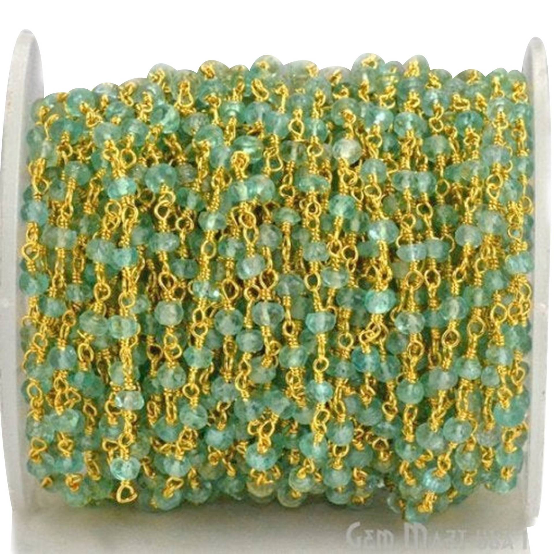 Apatit, 3-3.5 Mm 24K Vergoldete Draht Gewickelt Rosenkranz Kette Von Fuß Gemmartusa | Gpap-30002 von GemMartUSA