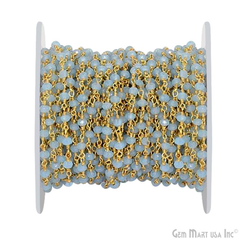 Aqua Chalcedon Edelsteinperlen Rosenkranzkette, 3-3.5 Mm Chalcedonperlen, Vergoldeter Draht Gewickelt Rosenkranzkette | Gpau-30002 Aqua Chalcedon Edelsteinperlen Rosenkranzkette, 3-3.5 Mm Chalcedonperlen, Vergoldeter Draht Gewickelt Rosenkranzkette | Gpau-30002 von GemMartUSA