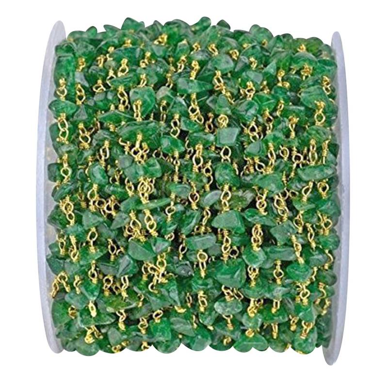 Aventurin-Nugget-Chip, 4-6 Mm Rosenkranzperlenkette, Vergoldet, Handgefertigte Silber - Oder Rotgusskette, Schmuckherstellungszubehör, | Gpav-30025 von GemMartUSA