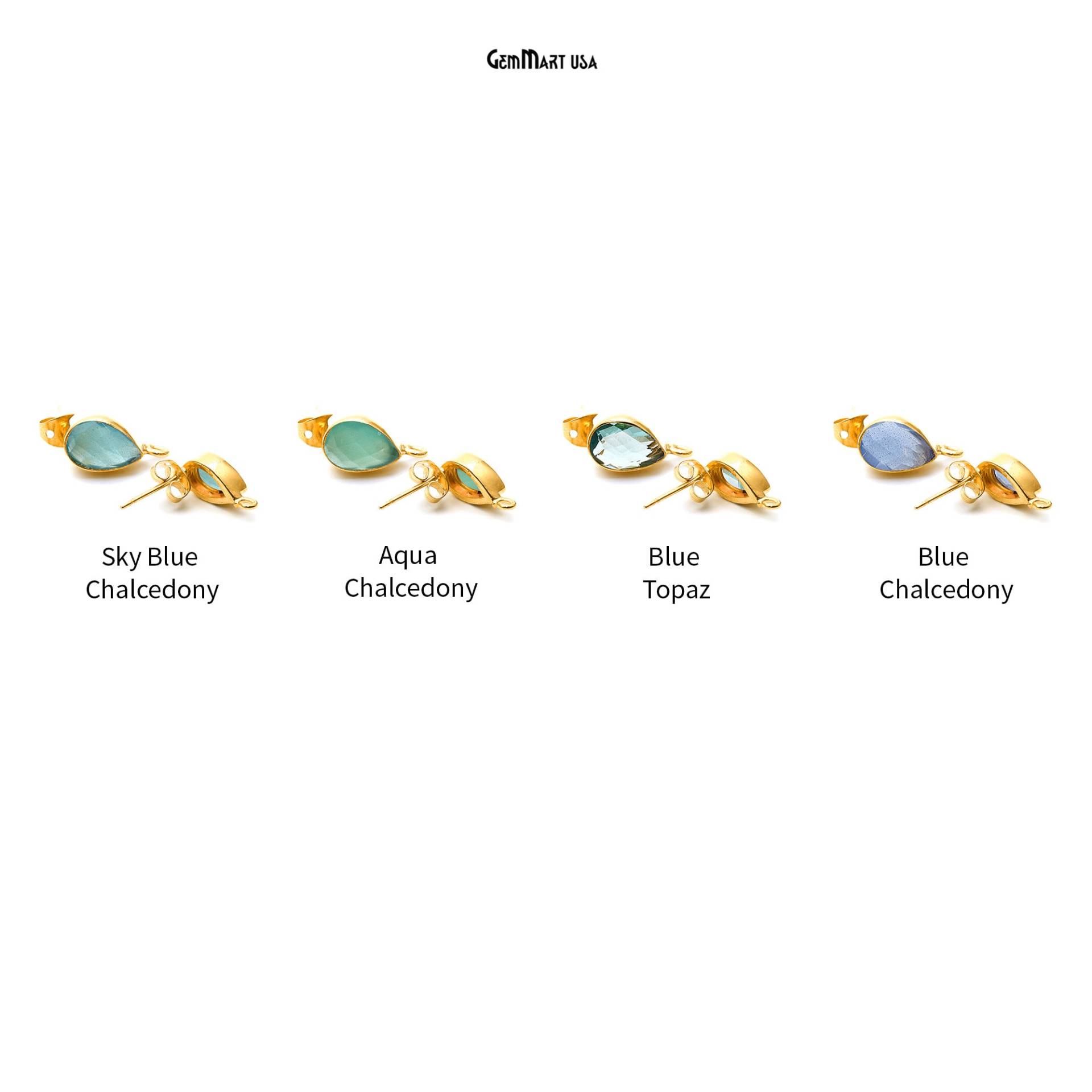 Birne Edelstein Ohrstecker, Facettierter Edelstein, Einzelöse, Vergoldet, Fassung, Diy Ohrringe, 13 X 7 Mm, Gemmartusa | 90119 von GemMartUSA