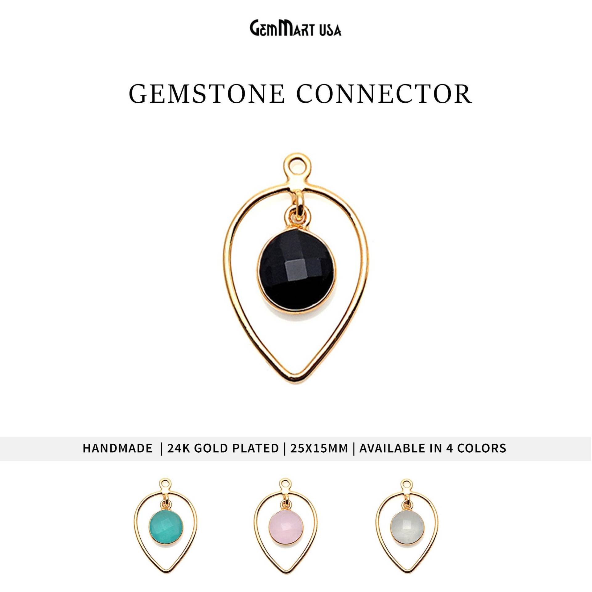 Birnenform Gold Hoop Runder Edelstein Anhänger, 25 X 15 Mm Vergoldeter Facettierter Ohrring, Schmuckherstellung Lieferung, Gemmartusa 50253 von GemMartUSA