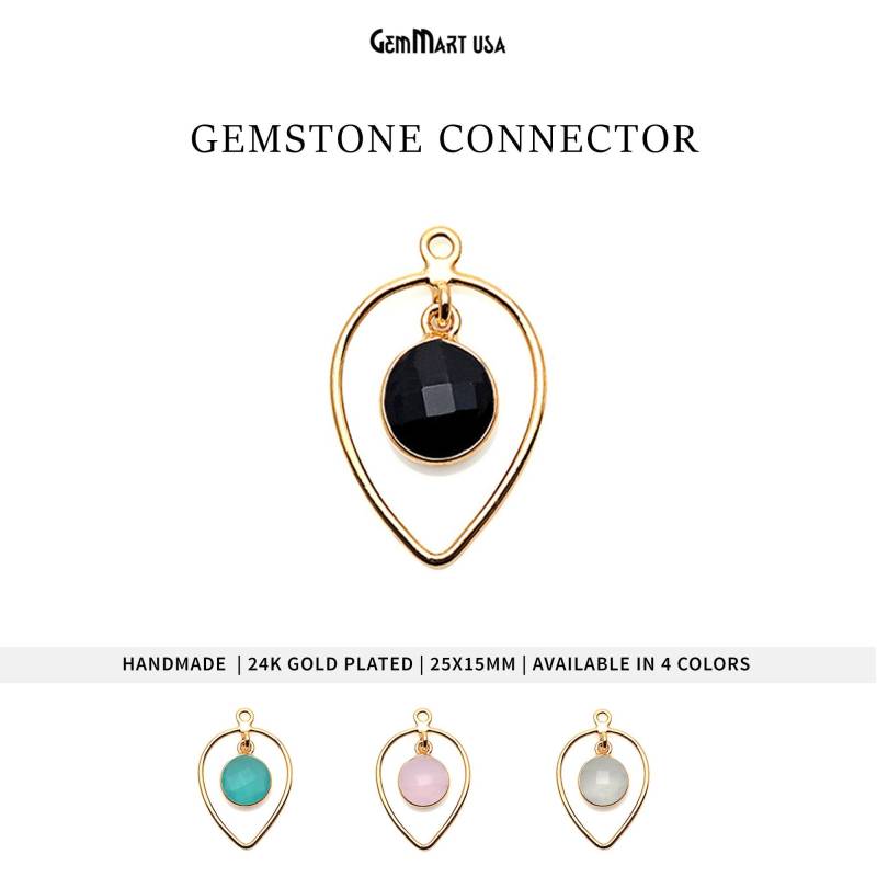 Birnenform Gold Hoop Runder Edelstein Anhänger, 25 X 15 Mm Vergoldeter Facettierter Ohrring, Schmuckherstellung Lieferung, Gemmartusa 50253 von GemMartUSA