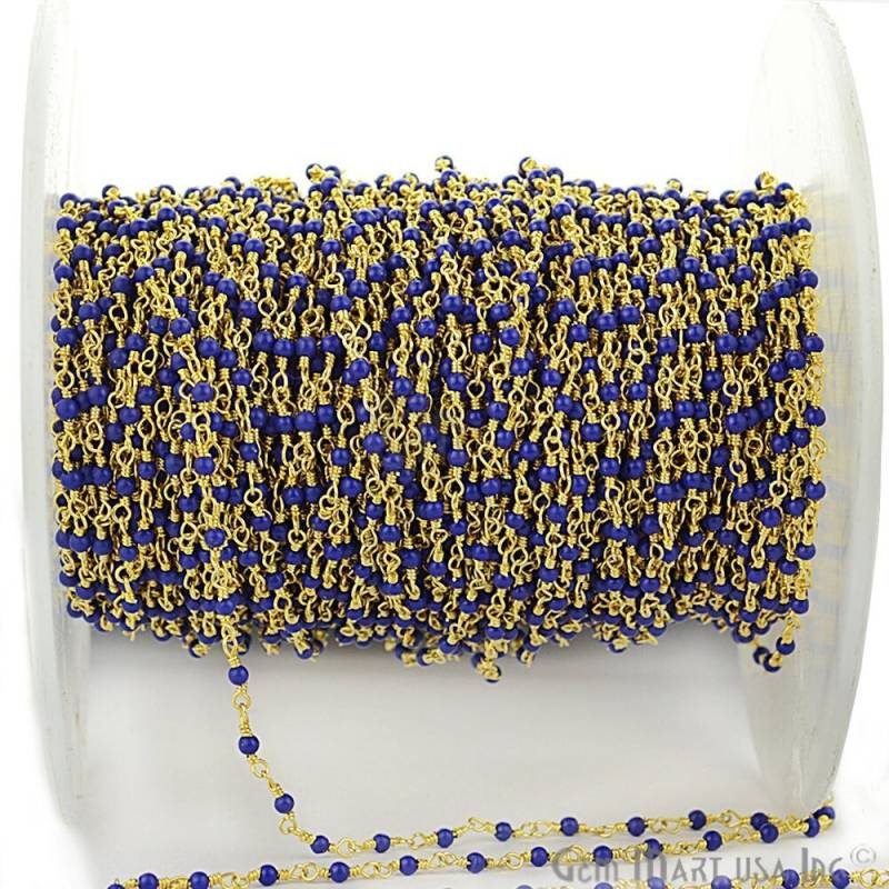 Blauer Chalcedon Edelstein Rosenkranz Kette, Zu Fuß, Kleine Glatte Runde Perlen, Draht Gewickelt, Perlengröße 2-2.5 Mm | 30000 Blauer Chalcedon Edelstein Rosenkranz Kette, Zu Fuß, Kleine Glatte Runde Perlen, Draht Gewickelt, Perlengröße 2-2.5 Mm | 30000 von GemMartUSA