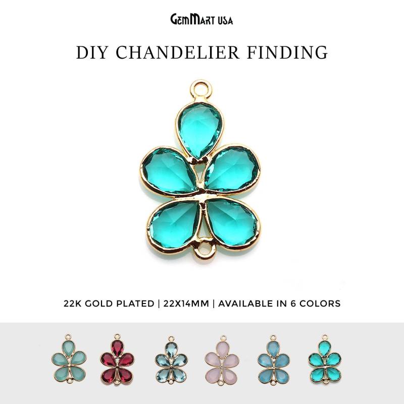 Blumenform Komponente Edelstein Anhänger, 22 X 14 Mm Gold Lünette Facettierte Edelsteine Kronleuchter Finden, Vergoldete Doppelte Öse, Gemmartusa von GemMartUSA