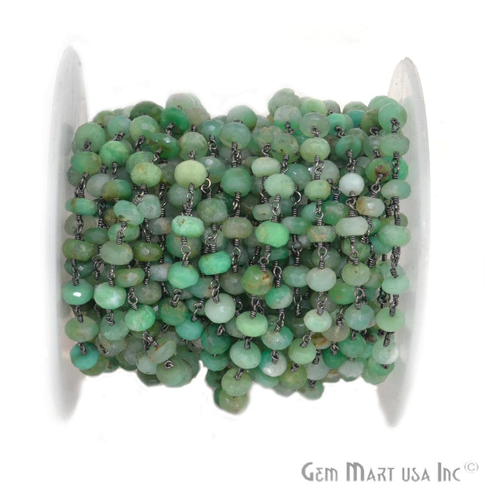 Chrysopras Perlen Rosenkranz Kette, 6-7 Mm Oxidierte Handgemachte Gliederstein Gemmartusa | Bpcp-30036 von GemMartUSA