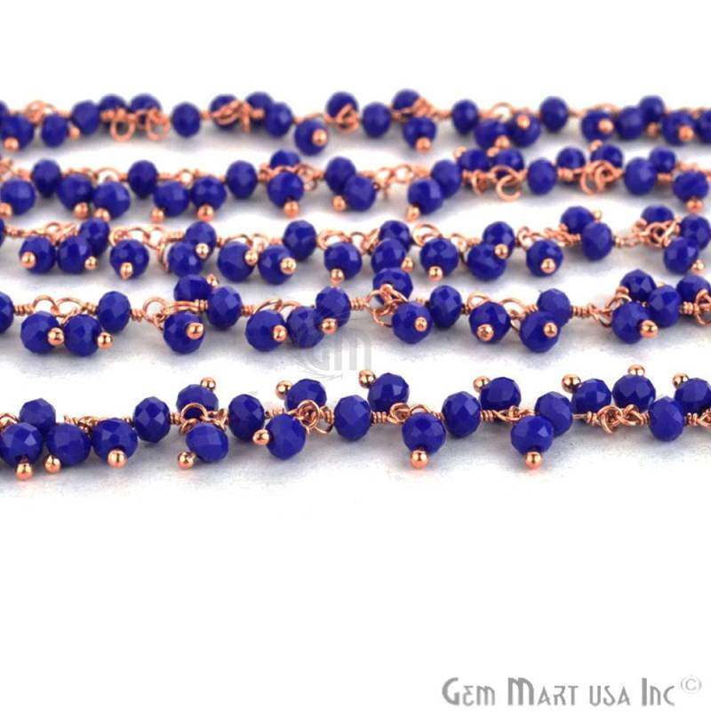 Dark Blue Chalcedon Cluster Rosenkranz Kette, Rose Gold Überzogene Draht Gewickelt Schmuck Diy, Gemmartusa | Rpdb-30020 Dark Blue Chalcedon Cluster Rosenkranz Kette, Rose Gold Überzogene Draht Gewickelt Schmuck Diy, Gemmartusa | Rpdb-30020 von GemMartUSA