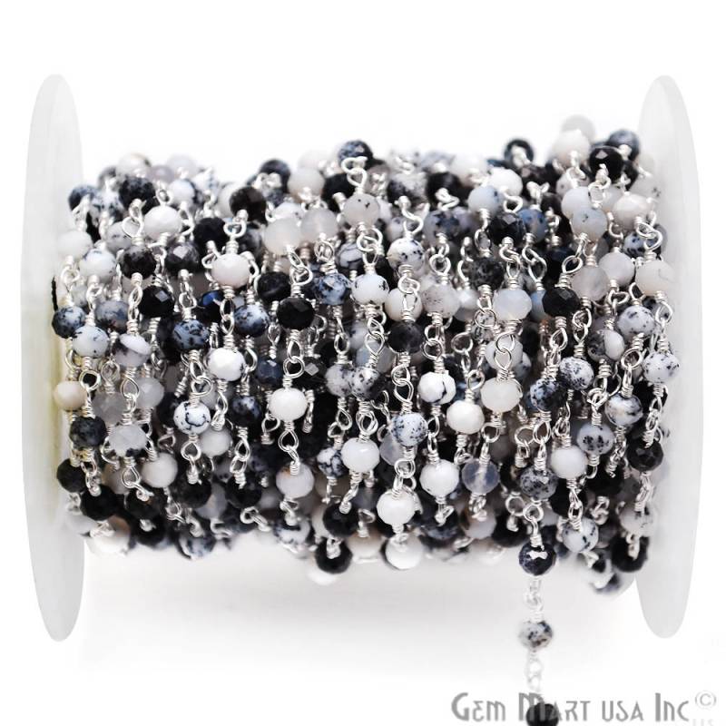 Dendrit Opal Rondelle Perlen Rosenkranz Kette, Versilberte Handgemachte Perlenkette, Gemmartusa | Spdo-30002 von GemMartUSA