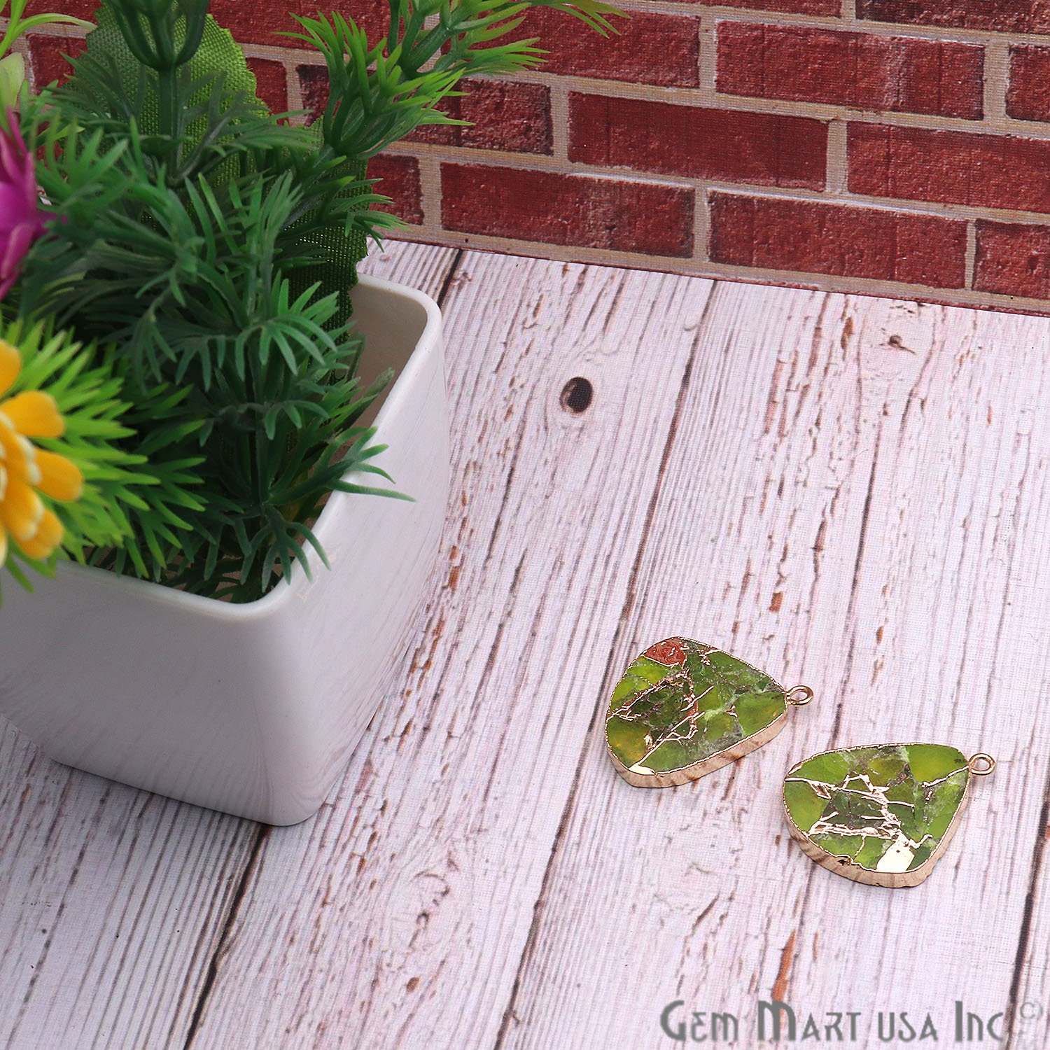 Diy Grünes Kupfer Infundiert Stecker, Ohrring Gold Galvanisiert, Boho Zubehör, Schmuckherstellung Gemmartusa | Gpja-90088 von GemMartUSA