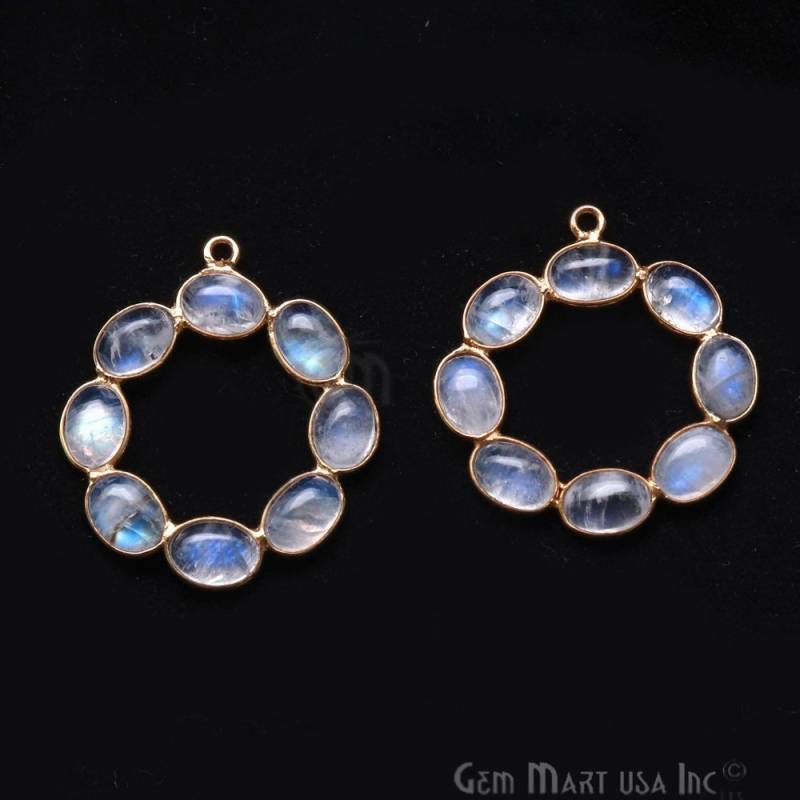 Diy Regenbogen Mondstein Komponente, 29 X 26 Mm Runde Form Kronleuchter Finden, Filigrane Schmuckherstellung Lieferungen, Gemmartusa | Gprm-13054 von GemMartUSA