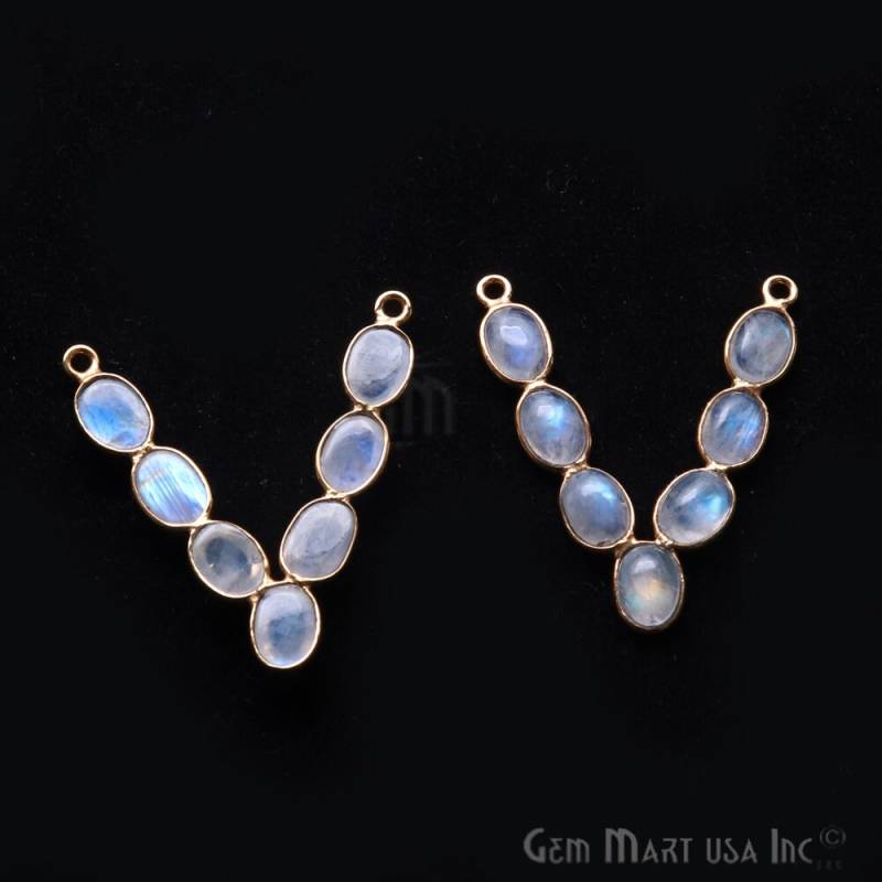 Diy Regenbogen Mondstein Komponente, 31 X 29 Mm V-Form Kronleuchter Finden, Filigranes Oktober Geburtsstein, Gemmartusa | Gprm-13059 von GemMartUSA