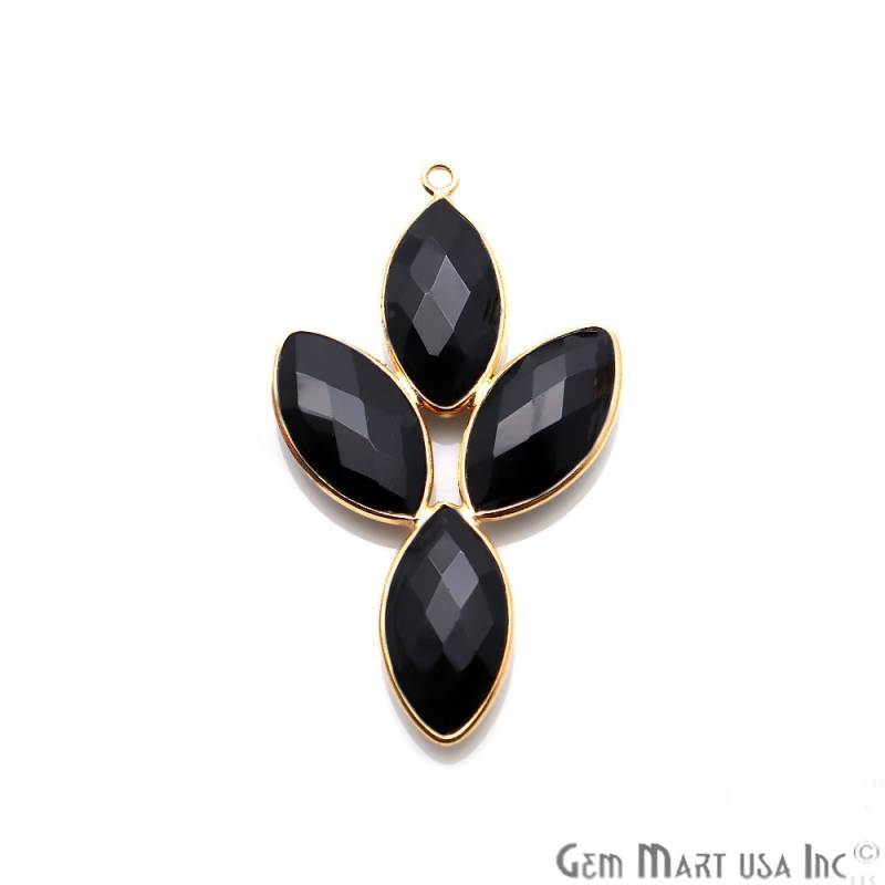 Diy Schwarze Onyx Komponente, 43 X 22 Mm Blumenform Kronleuchter Finden, Gold Filigrane Schmuckherstellung Lieferungen, Gemmartusa | Gpbo-13030 von GemMartUSA