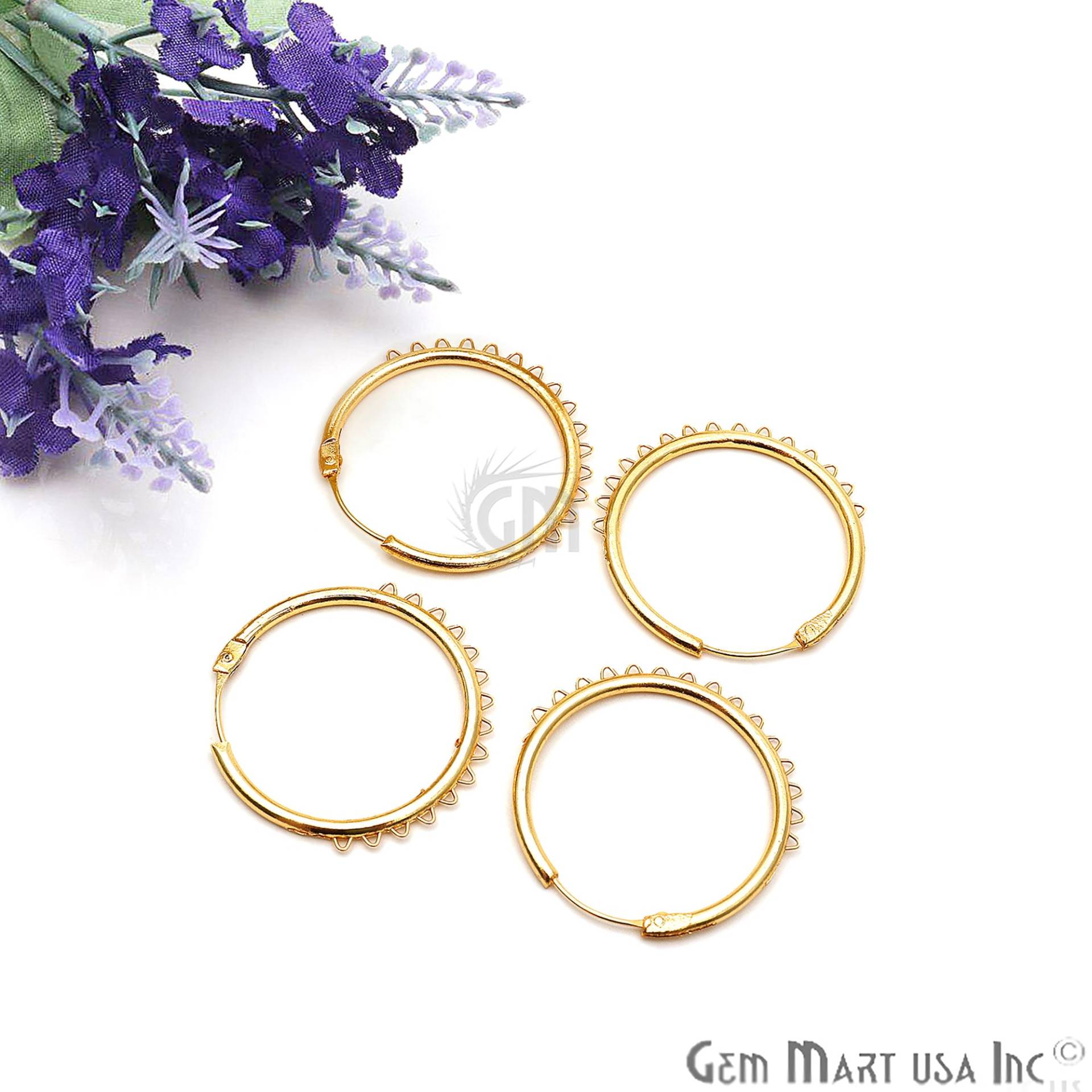 Diy Vergoldete Ohrring Creolen, Runde Ohrringe, Finden, Goldschmuck, Zubehör Zur Ohrringherstellung, 34 Mm - 1 Paar | Gp-90042 von GemMartUSA